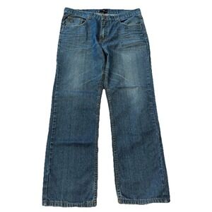 Marc Ecko Mens 36 X 31 BlueDenim Straight Leg Distressed Jeans Trendy Designer‎